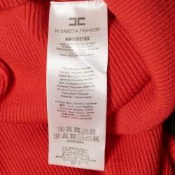 Elisabetta Franchi Red Rib Knit Bodycon Dress S