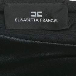 Elisabetta Franchi Black Crepe Corset Inset One Shoulder Jumpsuit M