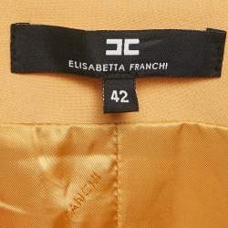 Elisabetta Franchi Yellow Crepe Open Front Jacket M