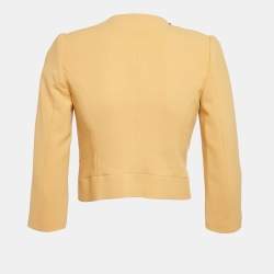 Elisabetta Franchi Yellow Crepe Open Front Jacket M
