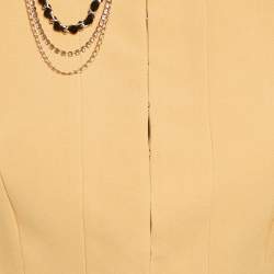Elisabetta Franchi Yellow Crepe Open Front Jacket M