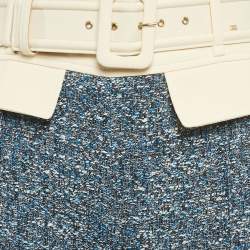 Elisabetta Franchi Blue Tweed Belted Trousers M