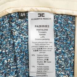 Elisabetta Franchi Blue Tweed Belted Trousers M