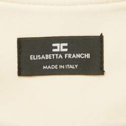Elisabetta Franchi Blue Tweed Belted Trousers M