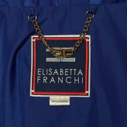 Pre Owned Elisabetta Franchi Blue Zip Up Turtle Neck Jacket S
