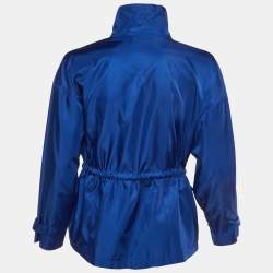Pre Owned Elisabetta Franchi Blue Zip Up Turtle Neck Jacket S