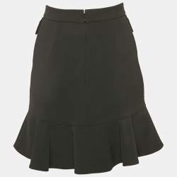 Elisabetta Franchi Black Zipper Detail Crepe Flounce Mini Skirt S