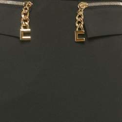 Elisabetta Franchi Black Zipper Detail Crepe Flounce Mini Skirt S