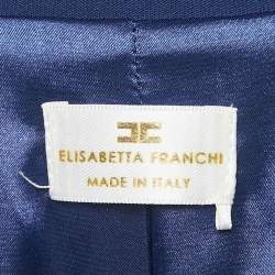 Elisabetta Franchi Blue Crepe Double-Breasted Maxi Dress M