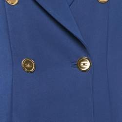 Elisabetta Franchi Blue Crepe Double-Breasted Maxi Dress M