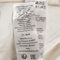 Pre Owned Elisabetta Franchi White Beaded Jersey Crewneck T-Shirt S