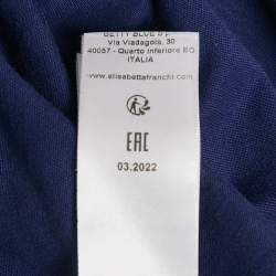 Pre Owned Elisabetta Franchi Blue Monogram Flocked Jersey T-Shirt S