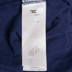 Pre Owned Elisabetta Franchi Blue Monogram Flocked Jersey T-Shirt S