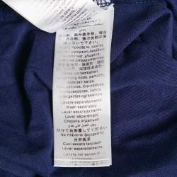 Pre Owned Elisabetta Franchi Blue Monogram Flocked Jersey T-Shirt S