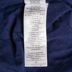 Pre Owned Elisabetta Franchi Blue Monogram Flocked Jersey T-Shirt S