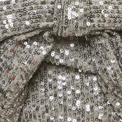 Elisabetta Franchi Silver Sequin Mesh Bow Detail Crop Top M