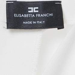 Elisabetta Franchi White Crepe Pleated Detail Mini Dress M
