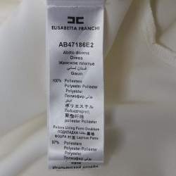 Elisabetta Franchi White Crepe Pleated Detail Mini Dress M