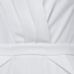 Elisabetta Franchi White Crepe Pleated Detail Mini Dress M