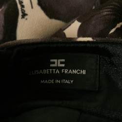 Pre Owned Elisabetta Franchi Grey Floral Print Stretch Crepe Ruffled Mini Skirt S