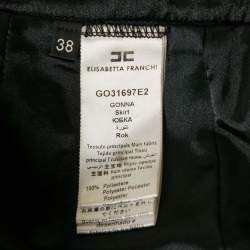 Pre Owned Elisabetta Franchi Grey Floral Print Stretch Crepe Ruffled Mini Skirt S