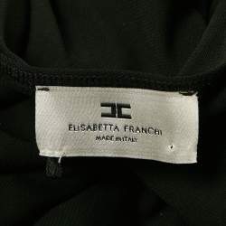 Elisabetta Franchi Black Jersey Logo Embellished Maxi Dress S