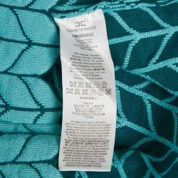 Elisabetta Franchi Blue Patterned Stretch Knit Scallop Hem Bodycon Dress S