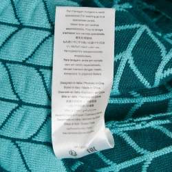 Elisabetta Franchi Blue Patterned Stretch Knit Scallop Hem Bodycon Dress S