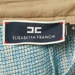 Elisabetta Franchi Blue Cotton Fringed Chain Detail Shorts M