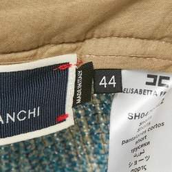 Elisabetta Franchi Blue Cotton Fringed Chain Detail Shorts M