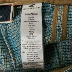 Elisabetta Franchi Blue Cotton Fringed Chain Detail Shorts M