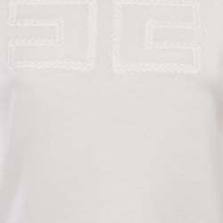 Pre Owned Elisabetta Franchi White Logo Embroidered Jersey T-Shirt S