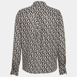 Elisabetta Franchi Black/White Diamond Print Crepe Shirt S