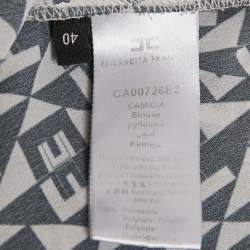 Elisabetta Franchi Black/White Diamond Print Crepe Shirt S