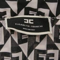 Elisabetta Franchi Black/White Diamond Print Crepe Shirt S