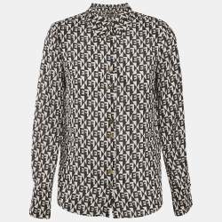 Elisabetta Franchi Black/White Diamond Print Crepe Shirt S