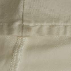 Pre Owned Elisabetta Franchi White Jersey Plunging Neck Gathered Maxi Dress S