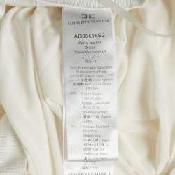 Pre Owned Elisabetta Franchi White Jersey Plunging Neck Gathered Maxi Dress S