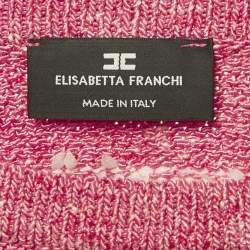 Elisabetta Franchi Pink Textured Stretch Knit Crop Top and Skirt Set M