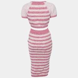Elisabetta Franchi Pink Textured Stretch Knit Crop Top and Skirt Set M