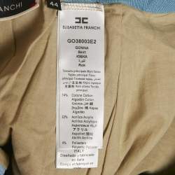 Elisabetta Franchi Blue Charm Detail Tweed Fringed Mini Skirt M