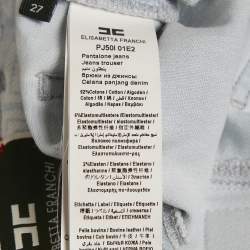 Pre Owned Elisabetta Franchi Blue Monogram Denim Skinny Jeans S Waist 27"