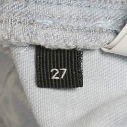 Pre Owned Elisabetta Franchi Blue Monogram Denim Skinny Jeans S Waist 27"