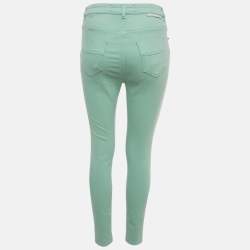 Pre Owned Elisabetta Franchi Green Cotton High Rise Skinny Jeans M Waist 26"