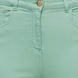 Pre Owned Elisabetta Franchi Green Cotton High Rise Skinny Jeans M Waist 26"