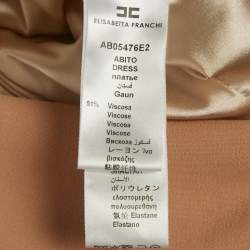Pre Owned Elisabetta Franchi Peach Crepe Button Detail Short Dress S