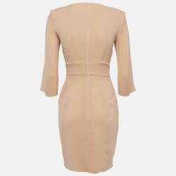 Pre Owned Elisabetta Franchi Peach Crepe Button Detail Short Dress S