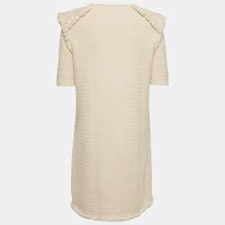 Pre Owned Elisabetta Franchi Beige Knitted Short Dress M