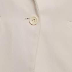 Elisabetta Franchi Beige Crepe Single Breasted Blazer M