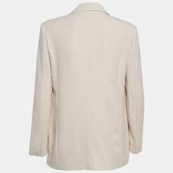 Elisabetta Franchi Beige Crepe Single Breasted Blazer M